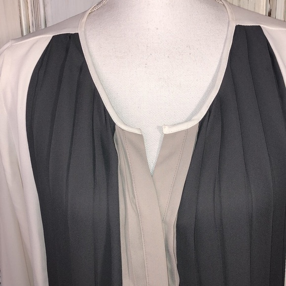 Apt.9 Pleated Front Long Sleeve Sheer Blouse - Picture 2 of 8
